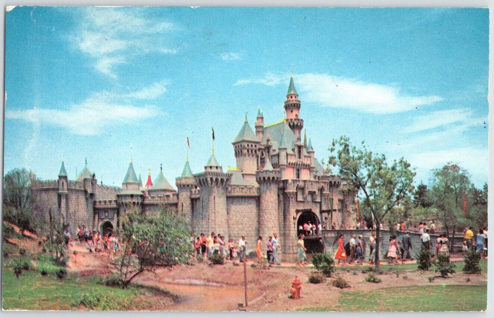 CA Disneyland Fantasyland Sleeping Beauty's Castle 1957 Cancel Chrome Postcard