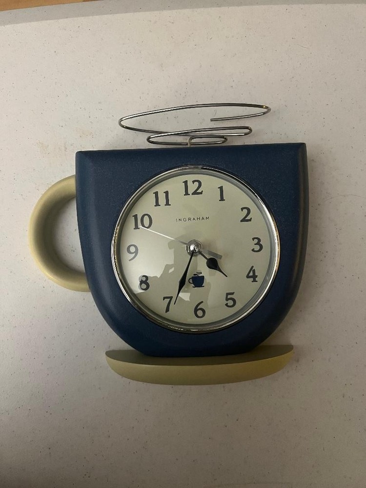 Coffee Cup Wall Clock – Mainstays Ingraham – Kitchen Décor – Tested & Working