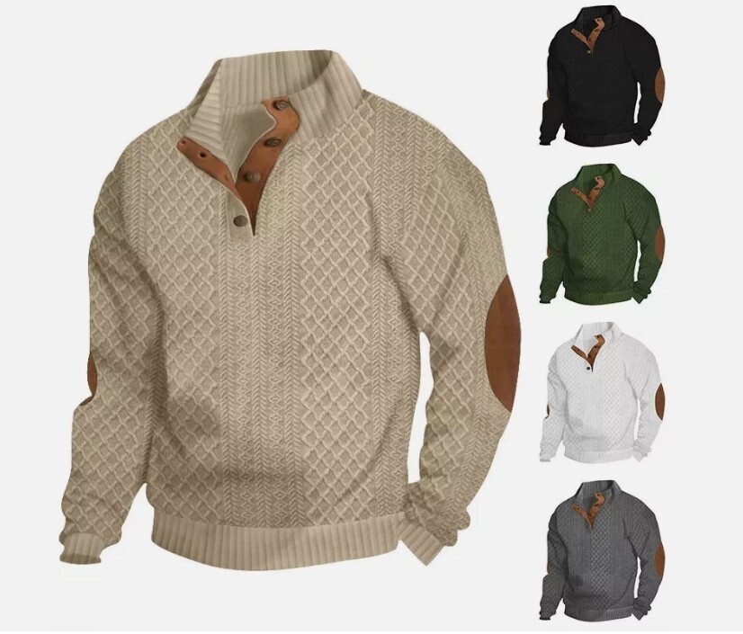 Autumn and Winter European Size Men's Sweater Retro Casual Multicolor Stand