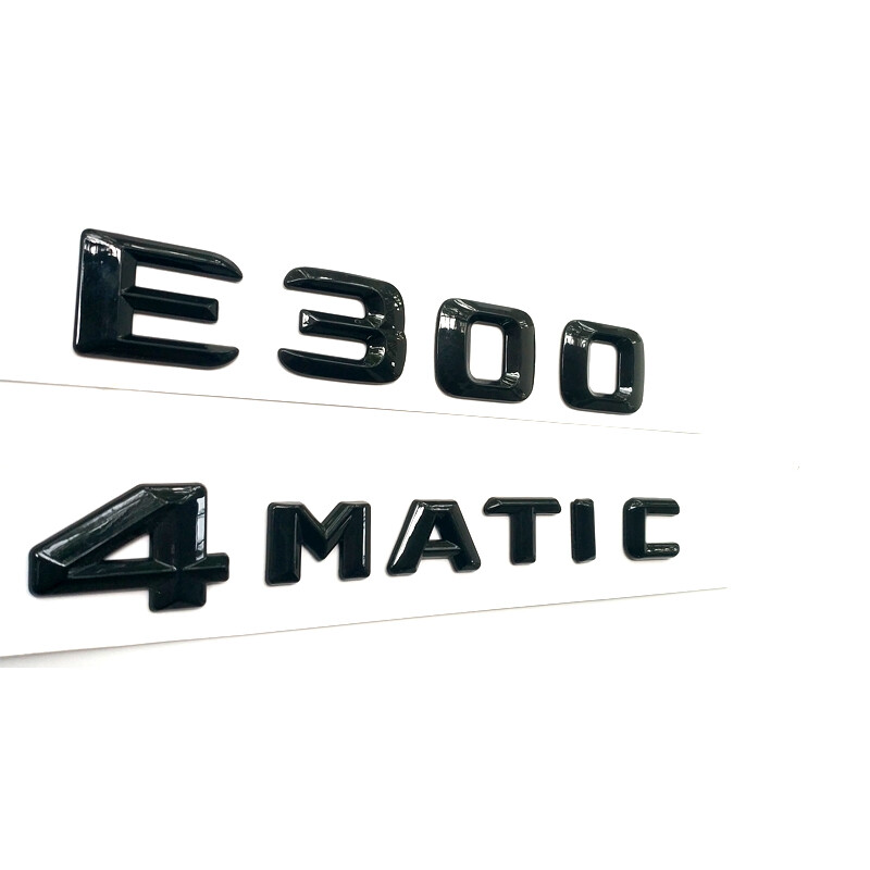 E-CLASS W212 GLOSS BLACK 3D SET E300 4MATIC REAR TRUNK BADGES EMBLEMS STICKER