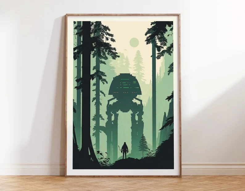 Endor Minimalist Star Wars Planet Poster for Galaxy Travel Wall Art