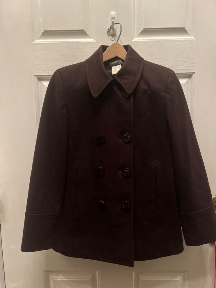 PRE-OWNED SIGNATURE FOR YOU WOMEN'S BROWN WOOL BLEND COAT- SIZE 6