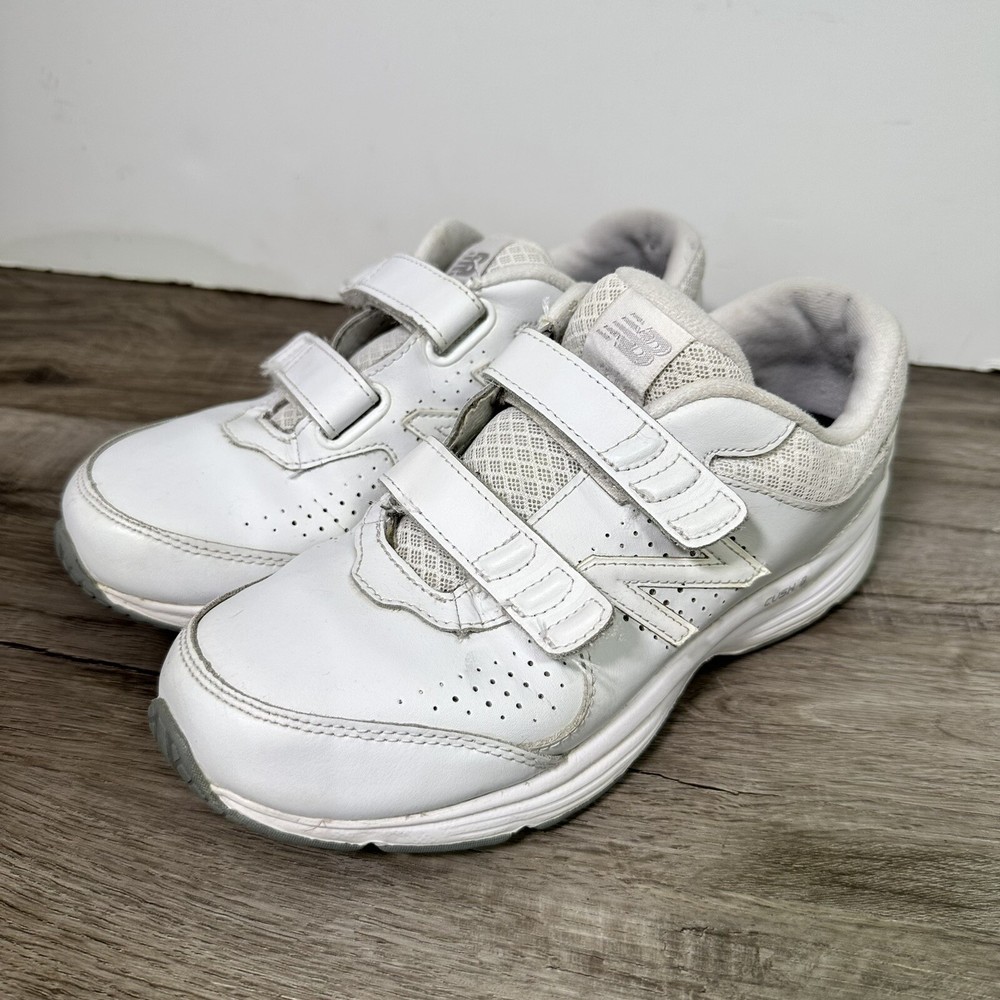 New Balance 411 v2 Leather Hook & Loop Walking Sneakers WW411HW2 Women's 7 White