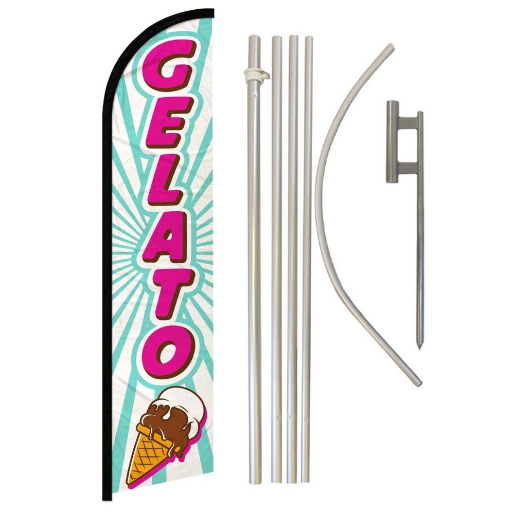 Gelato Full Curve Windless Swooper Flag Pole Kit for Food Concessions