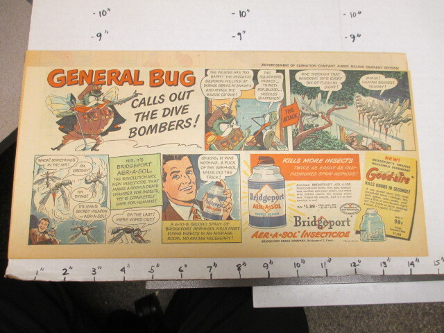 newspaper ad 1949 BRIDGEPORT insecticide bug spray General Bug mosquito comic