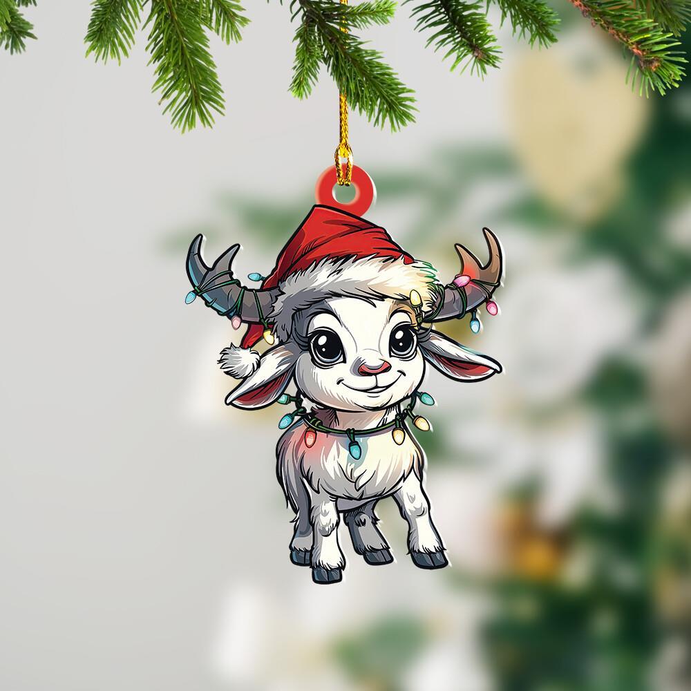 Goat Christmas Lights Ornament  Goat Xmas Ornament Gift  Goat Car Ornament Decor