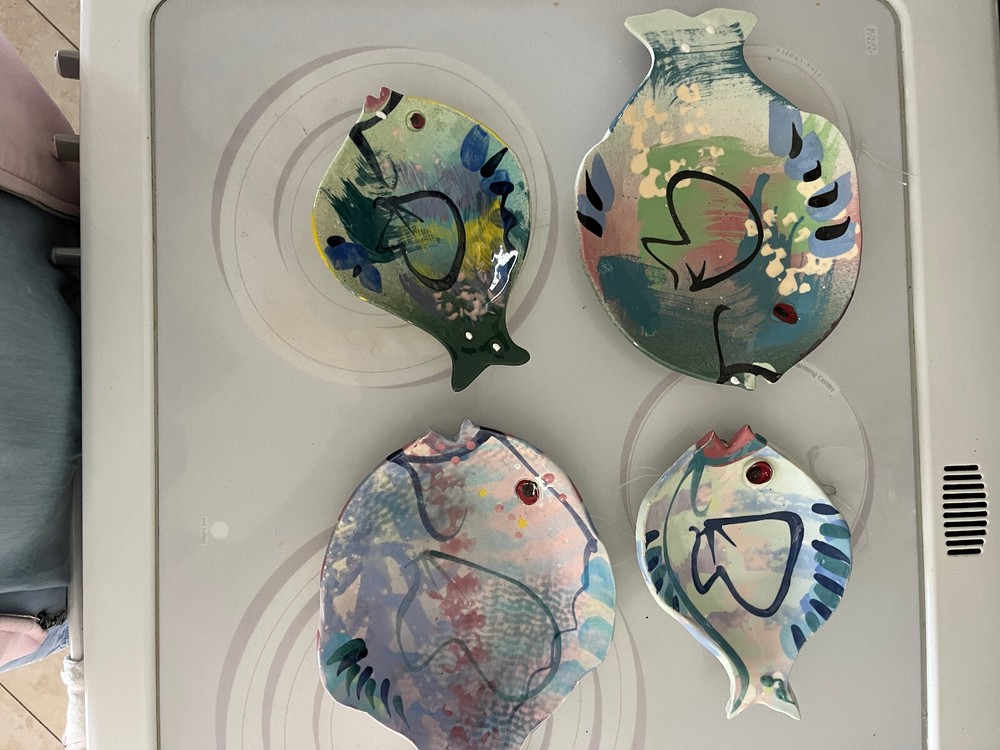 2 Fish Bowls by J. Rice, The Clay Place Naples, FL.