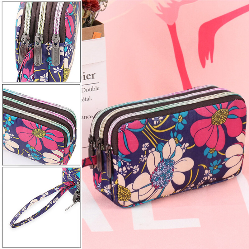 Womens Handbag Print Canvas Three Layer Wallet Larger Capacity Key Coin Purse‹