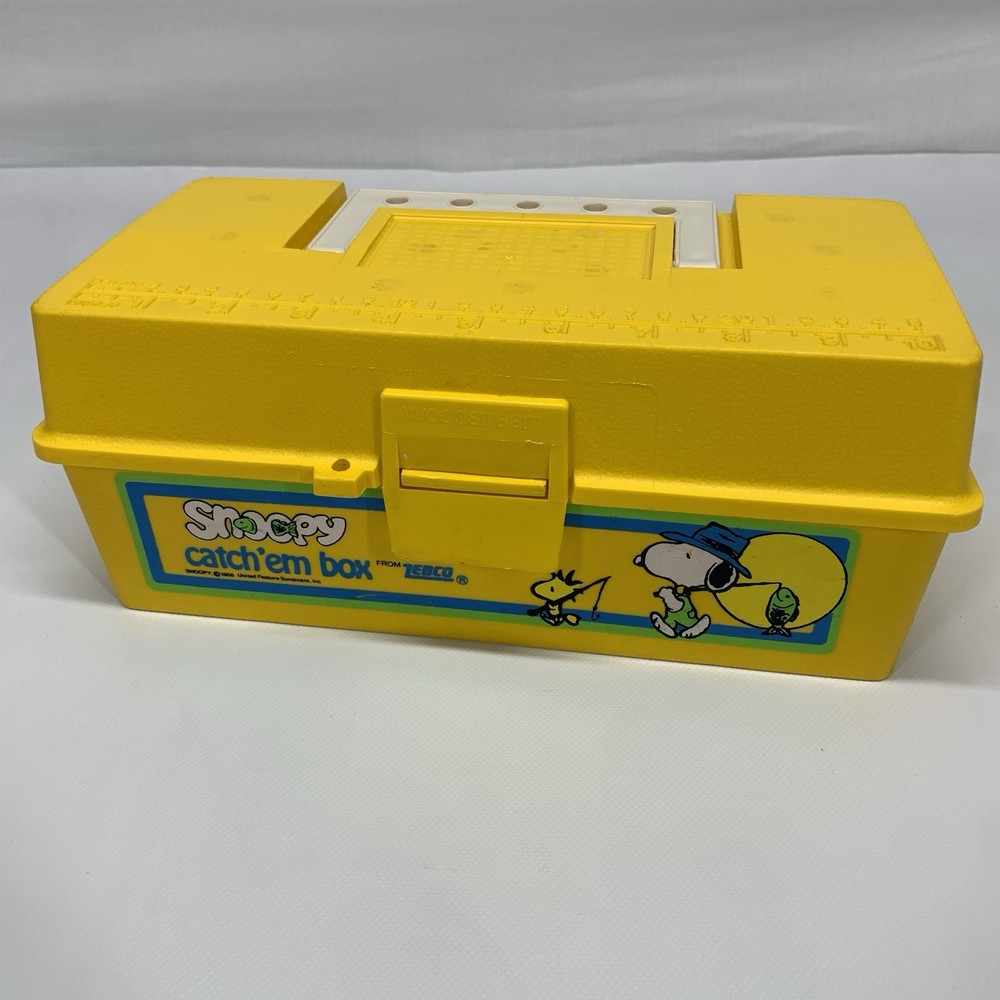 Snoopy Catch'em Box Zebco Fishing Tackle Box 80s 1980s Vintage No Tray