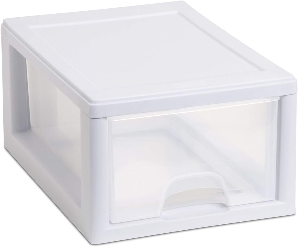 20518006PK2 Sackable Plastic Storage Drawer, Pack of 2, White