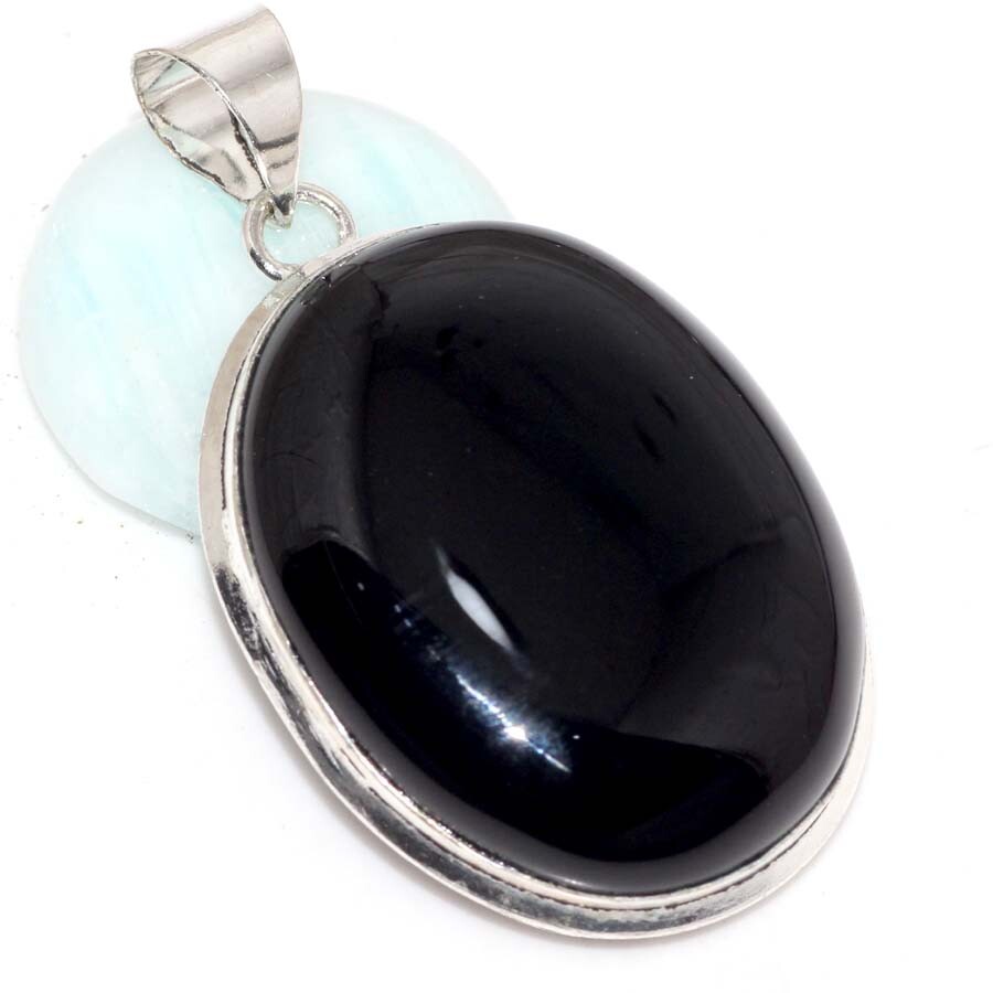 Handmade 925 Silver Plated Black Onyx Gemstone Pendant 2