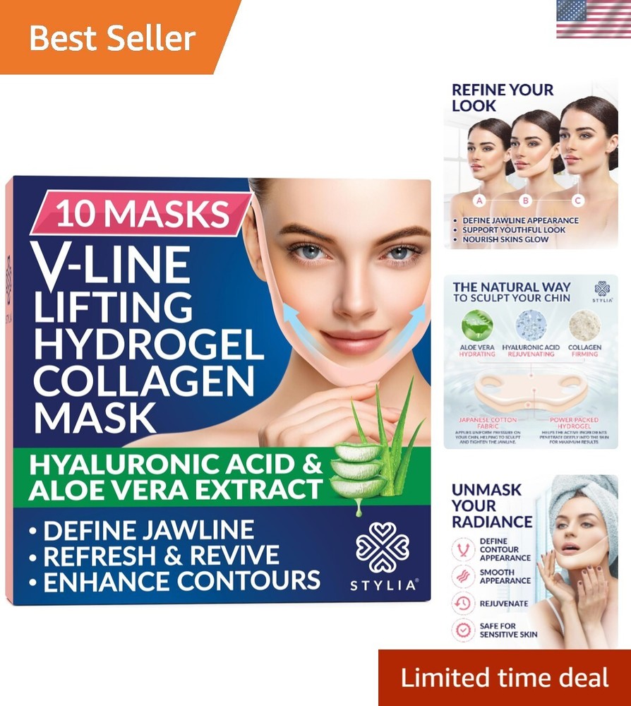 V-Line Lifting Collagen Face Mask with Hyaluronic Acid and Aloe Vera for Spa-Quality Skincare
