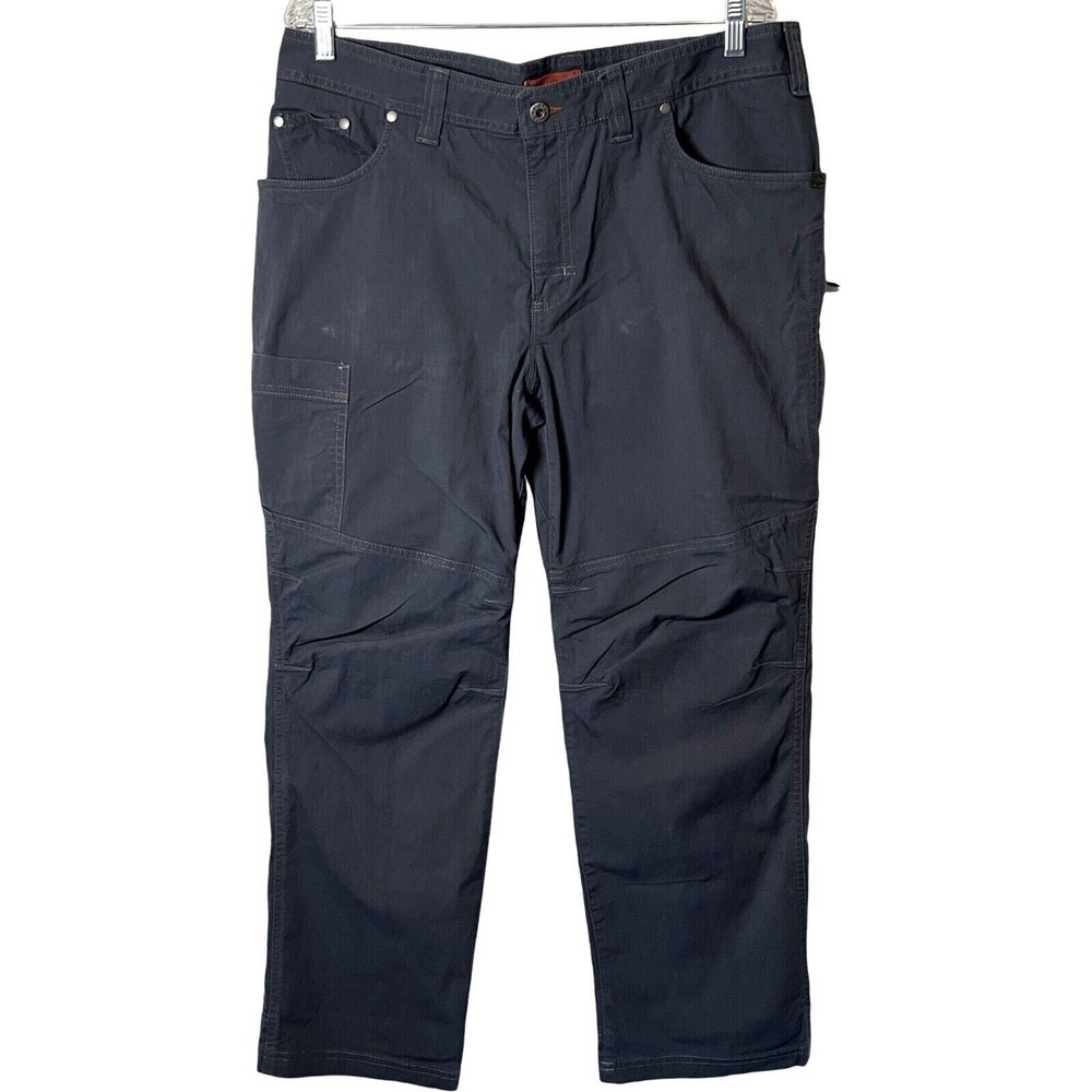 LL Bean Pants Mens Size 36 x 30 Dark Gray Outdoor Canvas Pants Zip Pockets Hikin