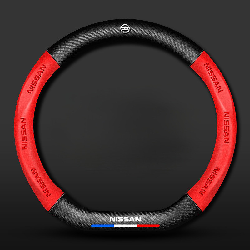For Nissan Carbon Steering Wheel Cover Leather Car Accessories 15
