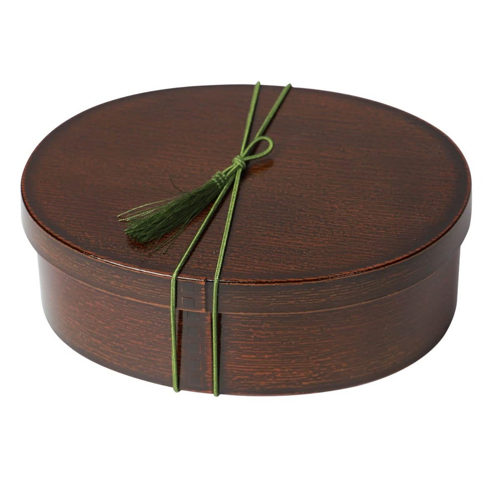 Japanese 800ml Dark Brown Oval Bento Box for Men and Women