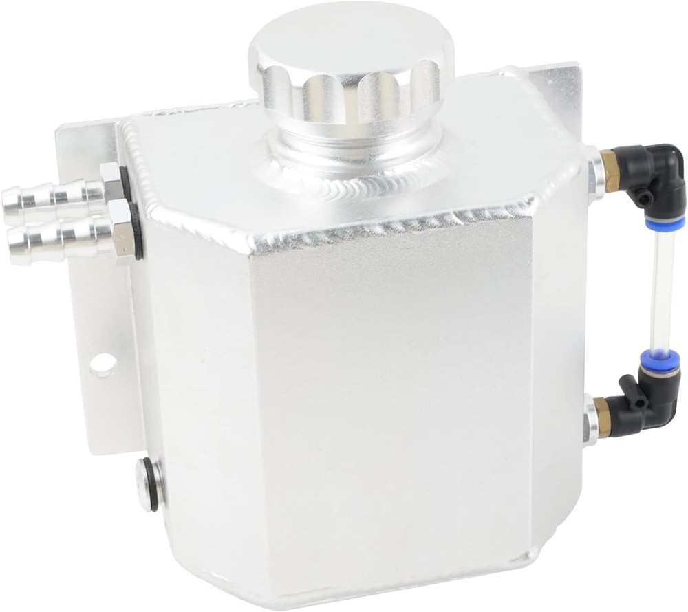 Universal 1L Aluminum Radiator Coolant Overflow Bottle Recovery Water Tank Silve