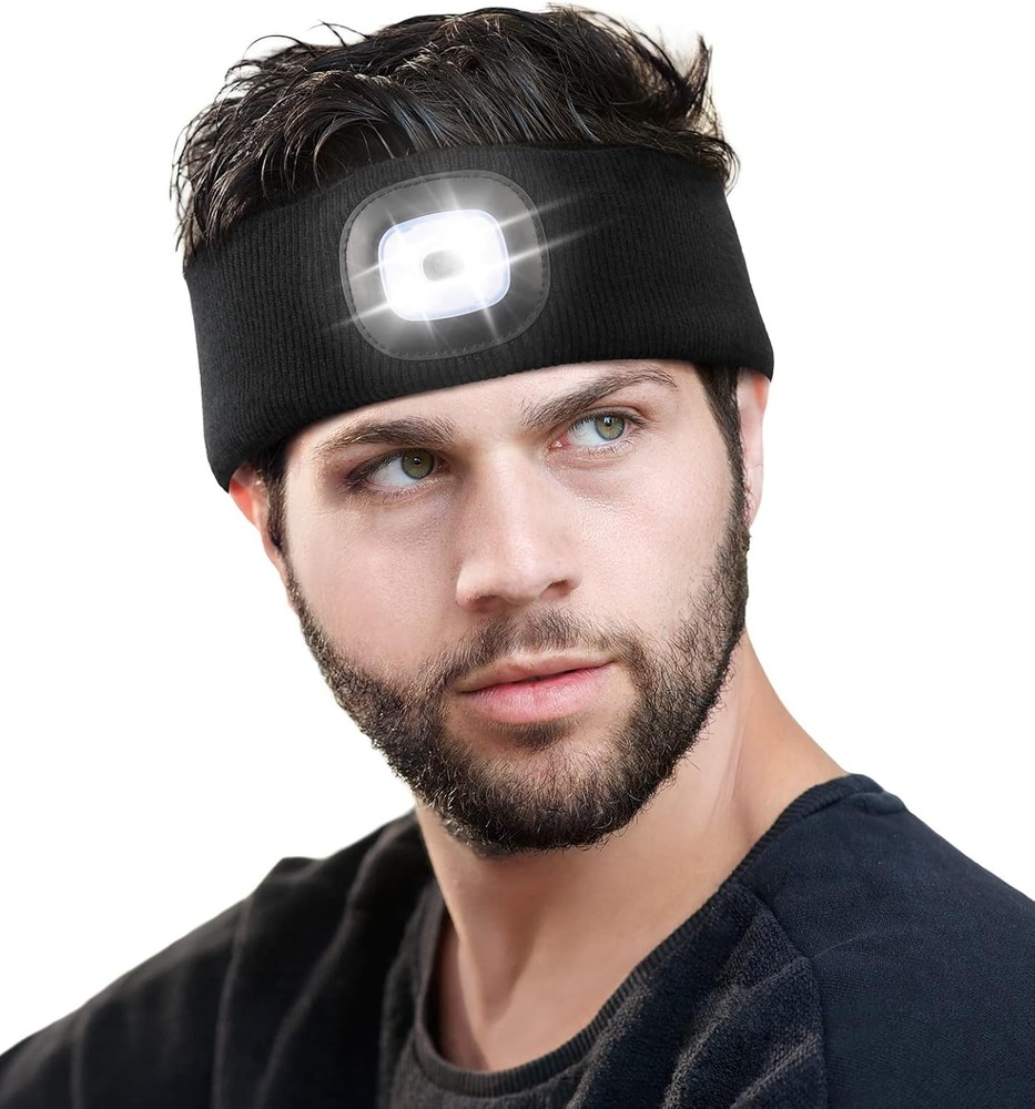 CENSGO Headband with The Light, Cool Gadgets Gifts for Sports, Lighted Black