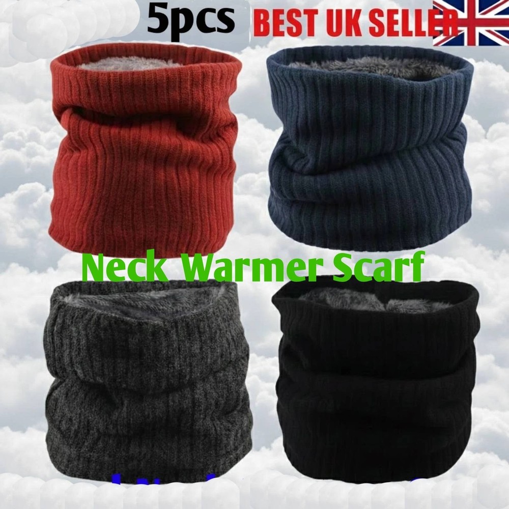 5PCS Thermal Snood Men Winter Fleece Neck Warmer Scarf Windproof Balaclava Mask