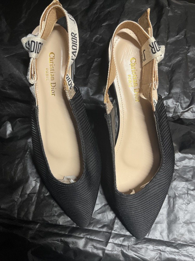 Dior Black JAdior Slingback Ballet Flats Womens Size 8