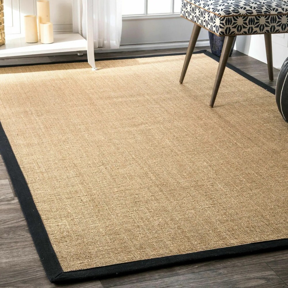 Natural jute rug border with hemp and sisal for home decor