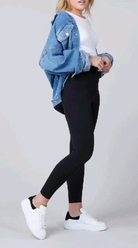 SPANX Look At Me Now Seamless Stretch High Rise Navy Leggings! Size L