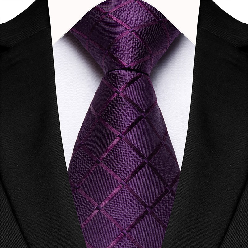 Men's Jacquard Tie Plaid Classic Necktie Wedding Prom New Year Party with Box