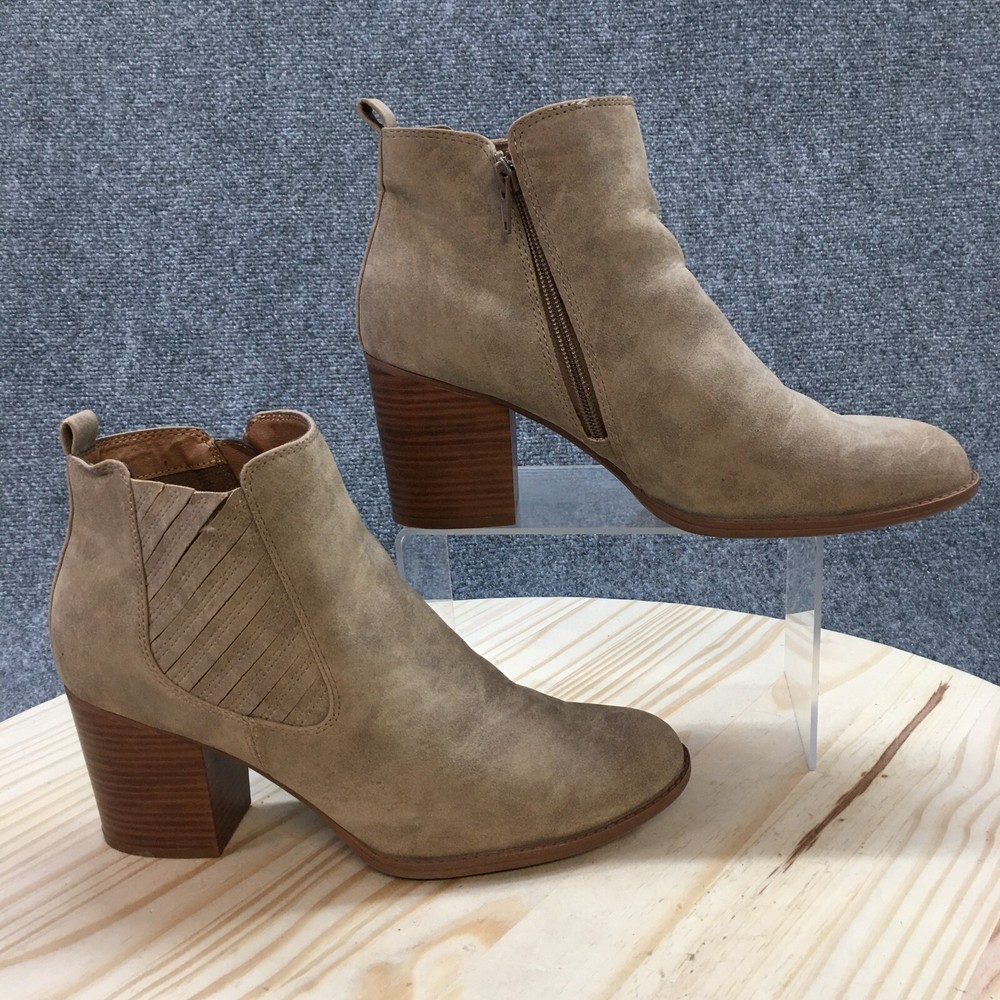 Eurosoft By Sofft Boots Womens 9M Salida Zip Ankle Bootie Brown Faux Suede Heels