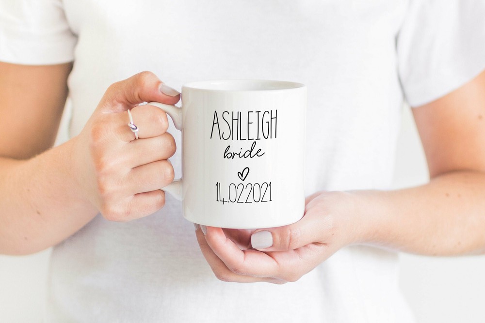 Personalised Bride Mug Personalised Wedding Favour Bride Gift For Her Custom