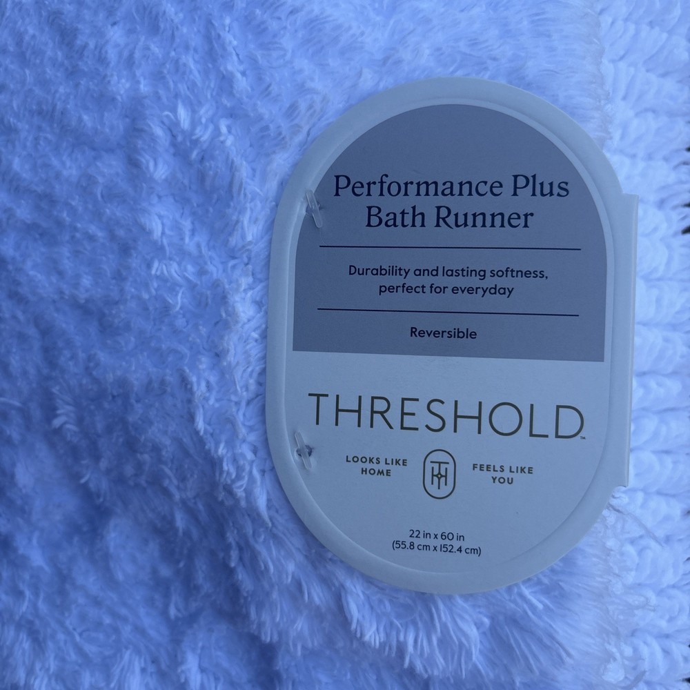 Threshold 60x22 Inch Cotton Tufted Bath Rug Runner in Spa White