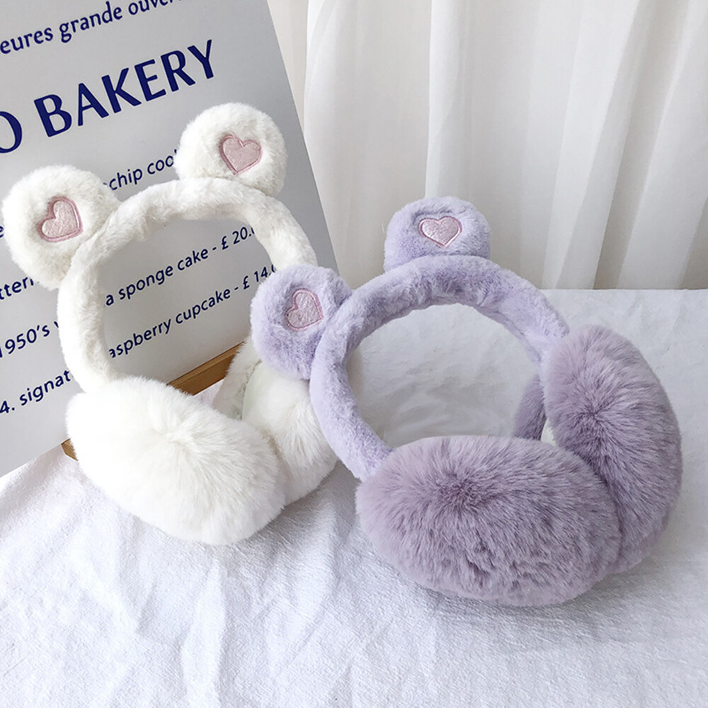 Fur Headphones Ear Bag Ear Protection Earmuffs Cute Love Ears Soft Ear Cover wi