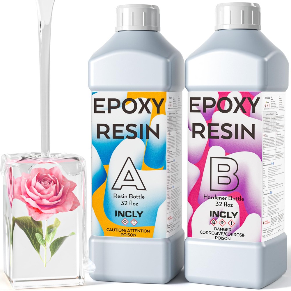 64OZ Crystal Clear Epoxy Resin Kit, High Gloss & Bubbles Free Resin Supplies ...