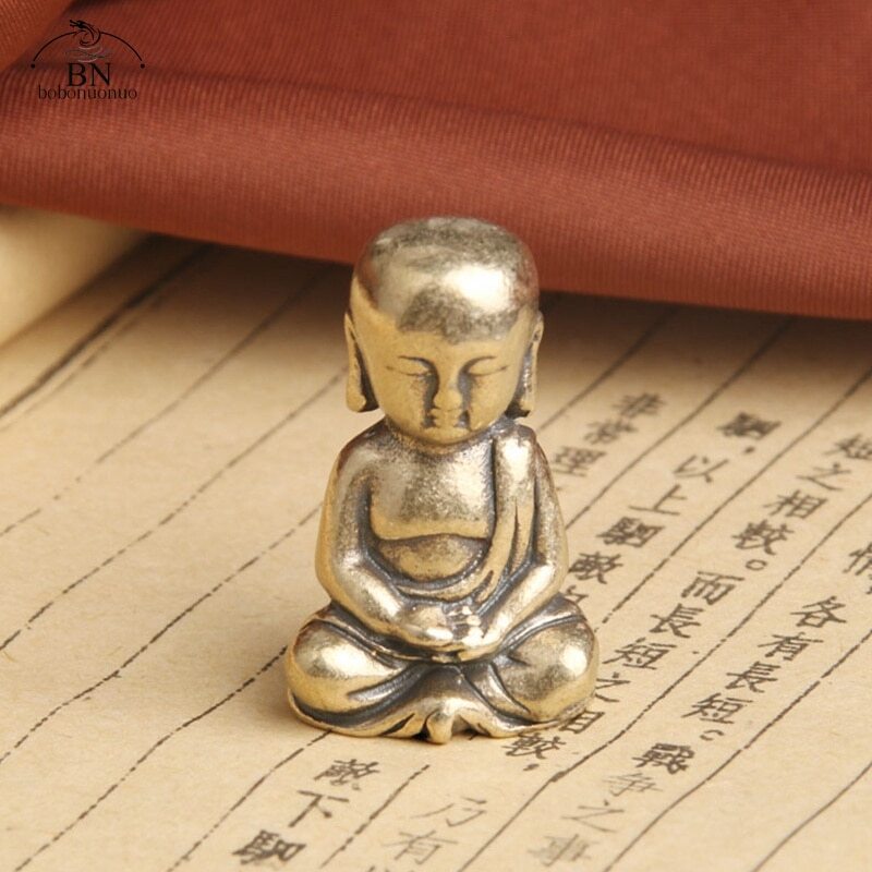 Vintage Brass Buddha Statue Ornaments Pure Copper Pocket Tibetan Bodhisattva Min