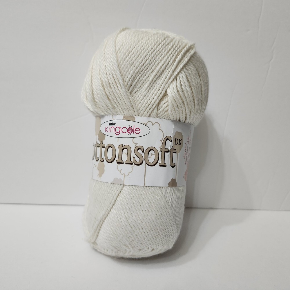 King Cole Cottonsoft 100g Ecru Yarn Soft Cotton Knitting Crochet