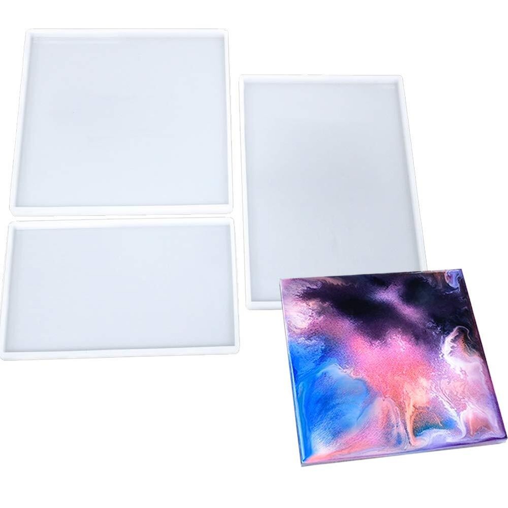 Large 3-Pack Silicone Resin Mold for DIY Coasters and Oversize Trays