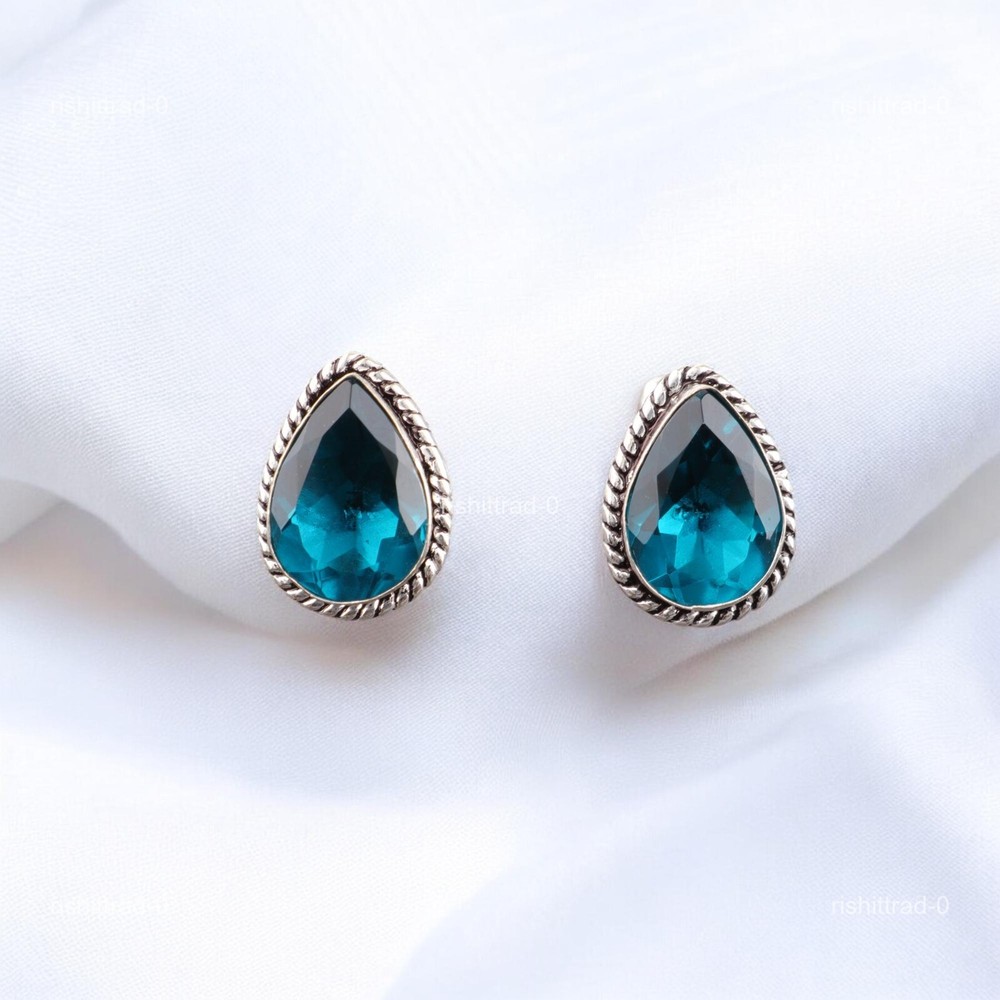 Apatite Stone 925 Sterling Silver Blue Anniversary Dads Wedding Luxury Cufflinks