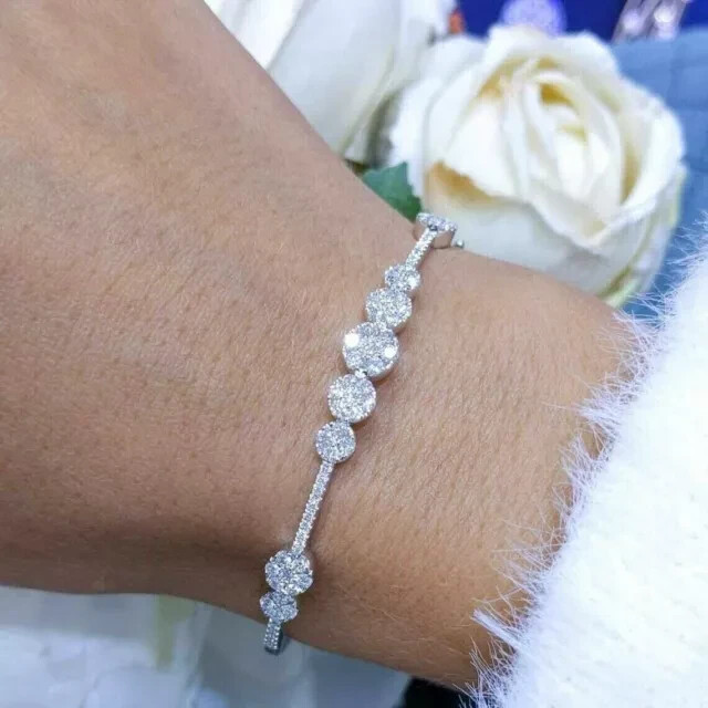 7.50 Ct Round Cut Diamond Tennis Bracelet in 14k White Gold for Women