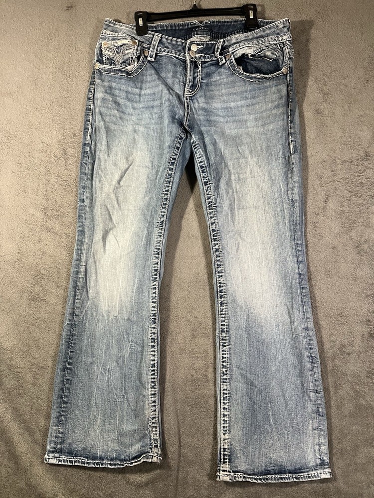 Vigoss The New York Bootcut Jeans Women's 36x33 Flap Pocket Studded Mid Rise Y2K