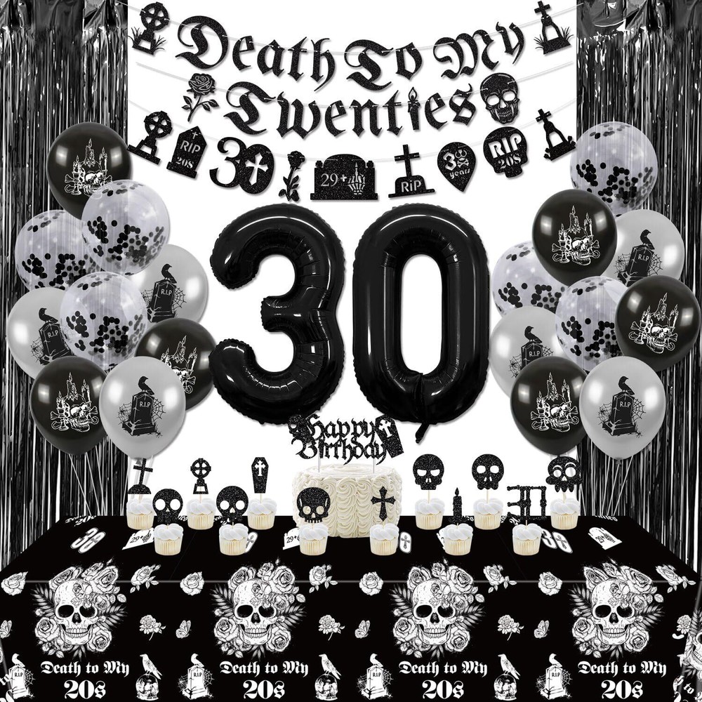 30th Birthday Decorations - Death to My 20s Kit with Black Banners  