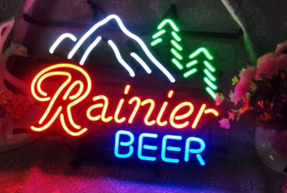 Rainier Beer Neon Sign 17x13 Real Glass Vintage Bar Pub Garage Decor Light
