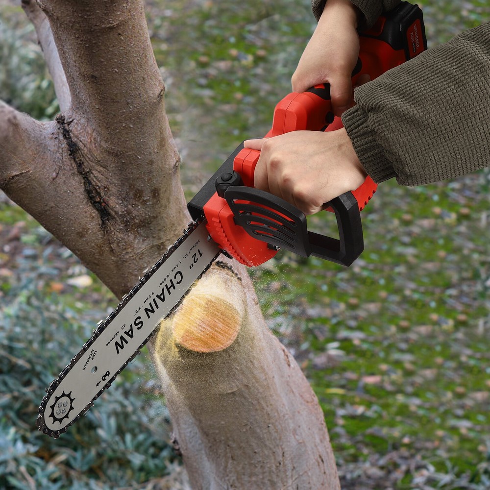 12-Inch 21V Cordless Mini Chainsaw for Garden and Outdoor Use