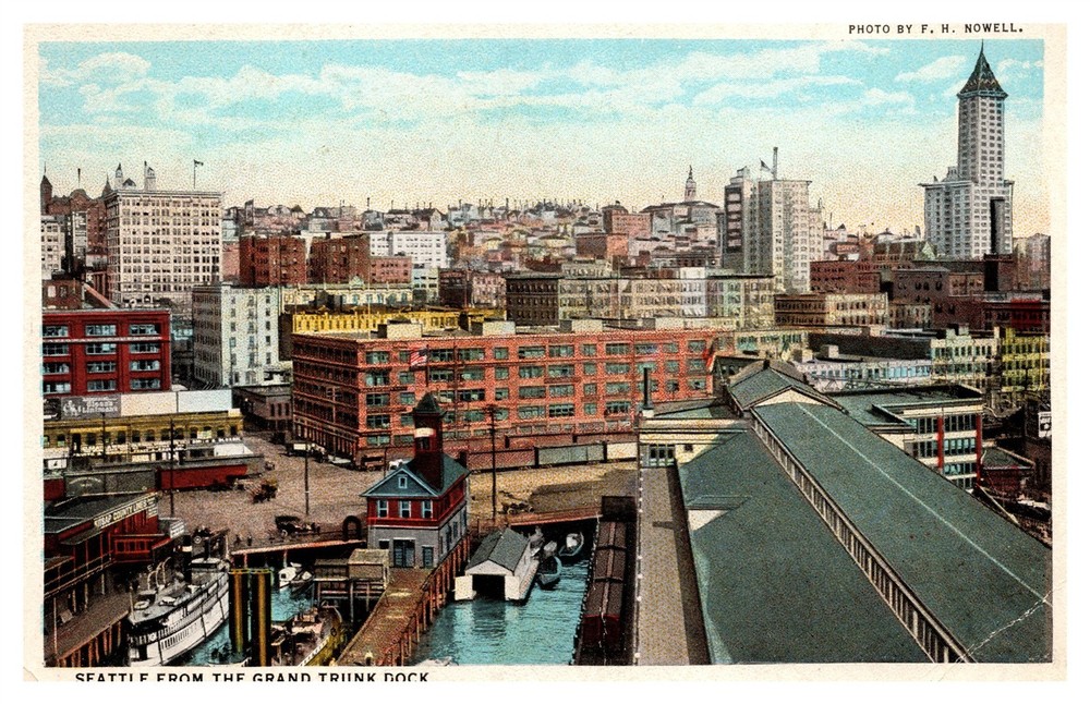 Seattle From The Grand Trunk Dock Birdseye View WA C1910s Postcard AH9