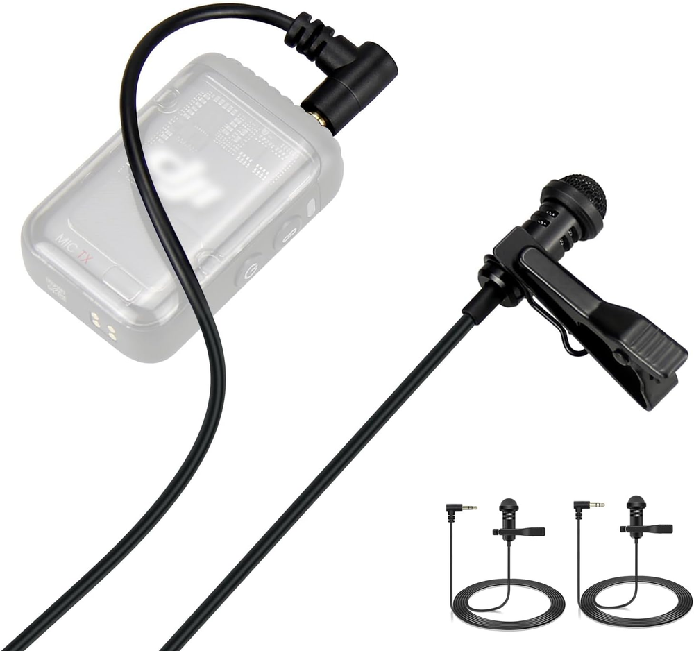 2-Pack Lavalier Microphone Compatible DJI Mic 2 / Mic 1 Rode Wireless Interview