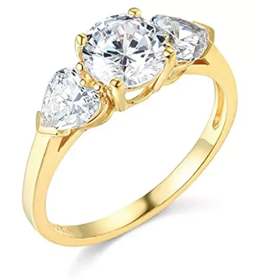 14k Yellow Gold Plated 2Ct Round Cut Natural Moissanite Women's Engagement Ring