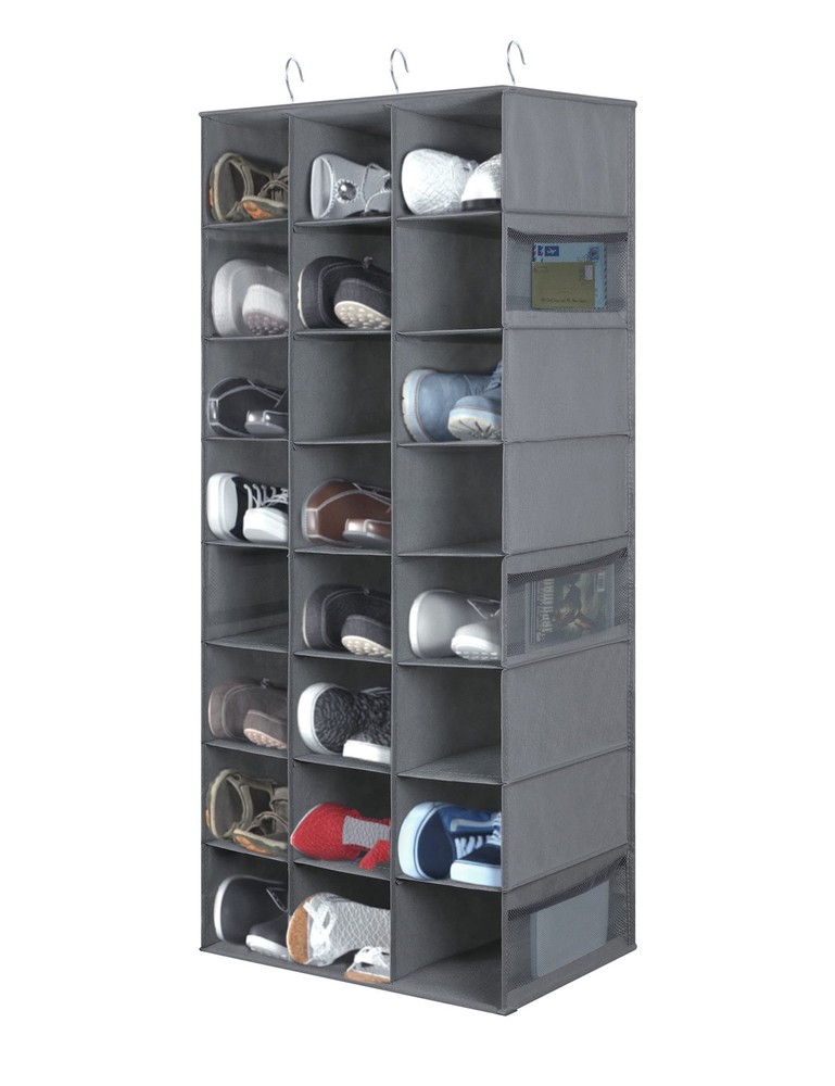 24-Pocket Hanging Shoe Organizer for Closets, Space-Saving Storage