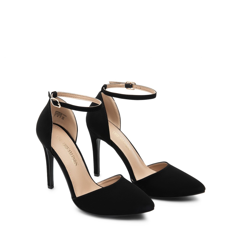 Elegant Women Stiletto Pointed Toe Ankle Strap Pumps for Weddings