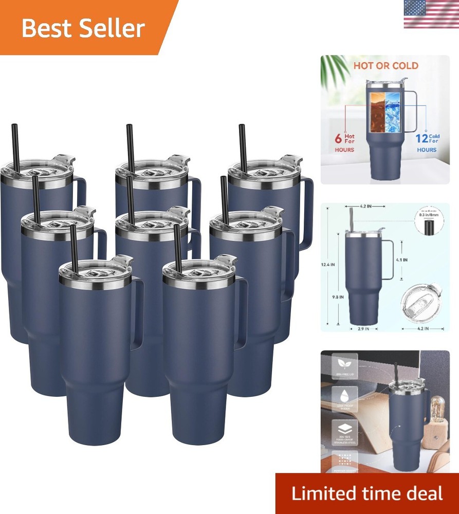 40 oz Stainless Steel Tumbler with Handle, Vacuum Insulated Tumblers Bulk, Re...
