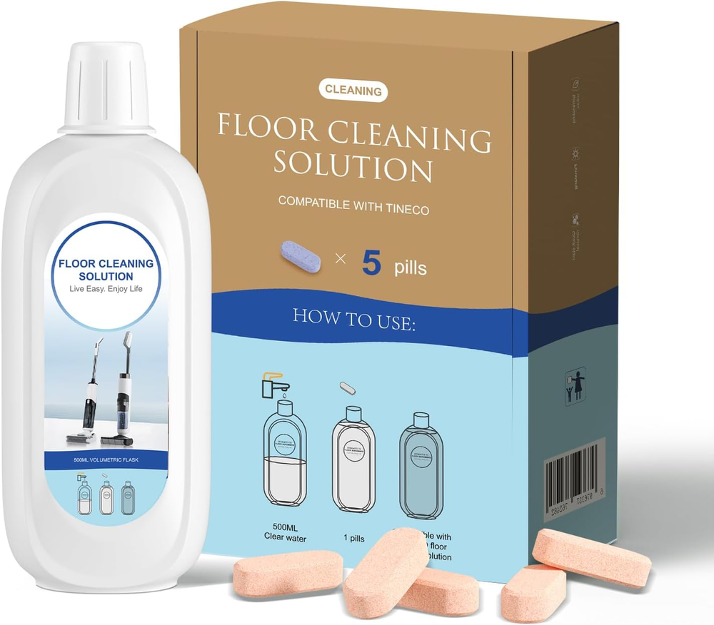 5 Tineco-Compatible 500mL Orange-Scent Cleaning Solution Bottles