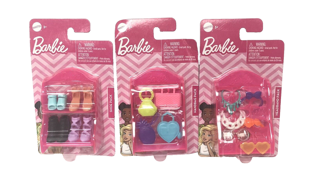 Lot Barbie Doll Accessories Shoes Headbands Sunglasses Purses Mattel 3 Packs