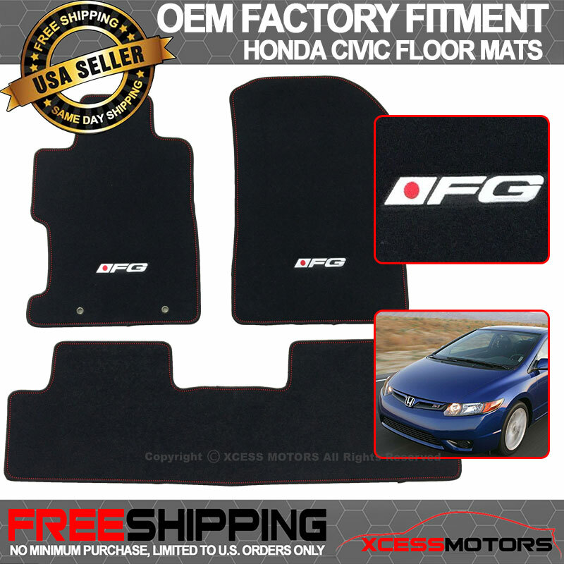 Fits Custom Logo 06-11 Honda Civic OE Fitment Floor Mats Carpet Front Rear Nylon
