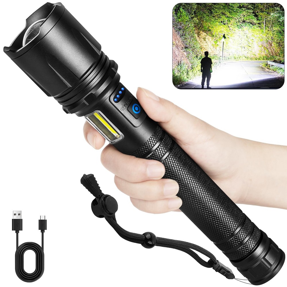 Rechargeable Super Bright 990000 Lumens LED Flashlight with Long Battery Life